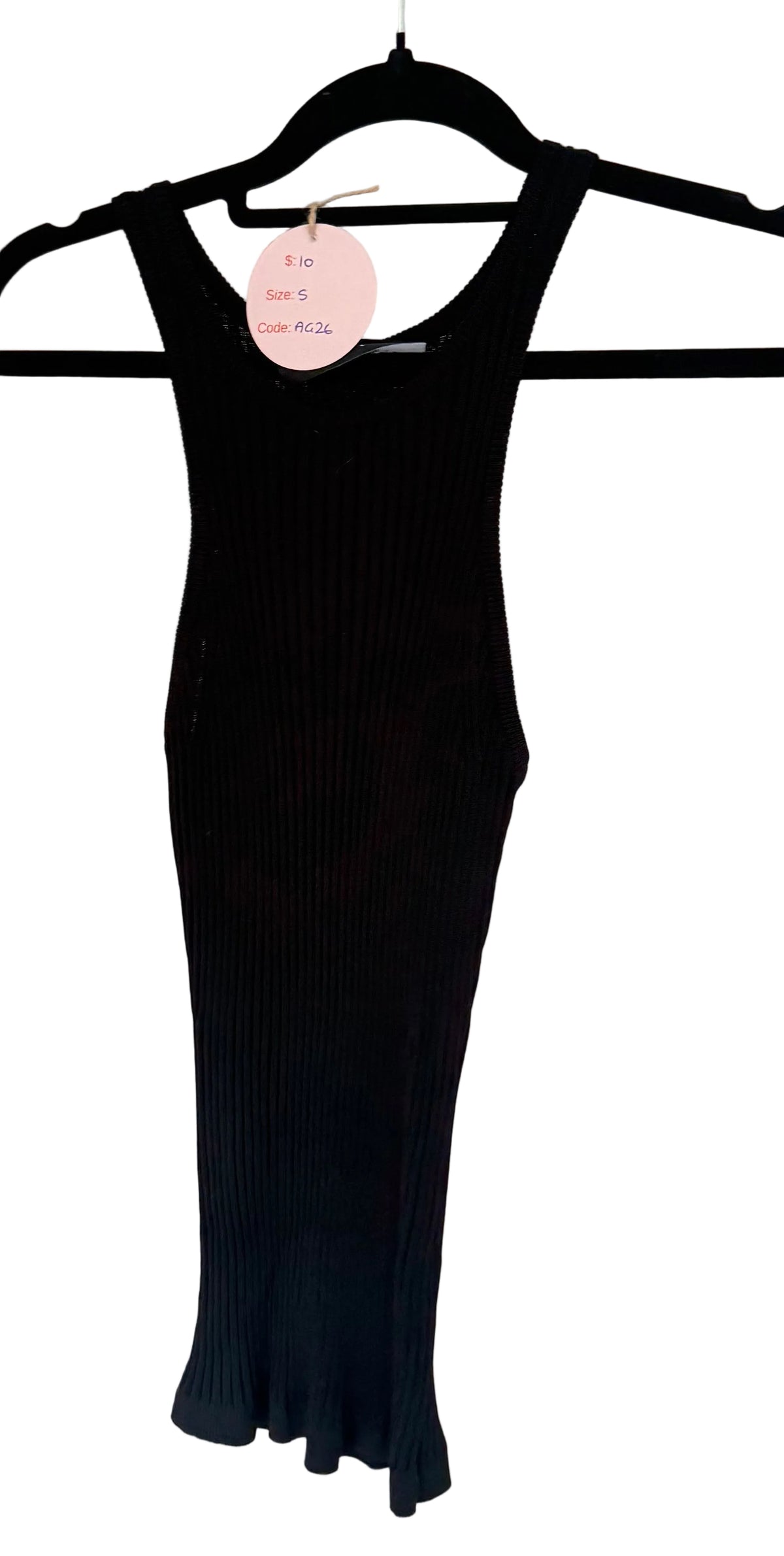 Decjuba Ribbed Black Singlet - Size S