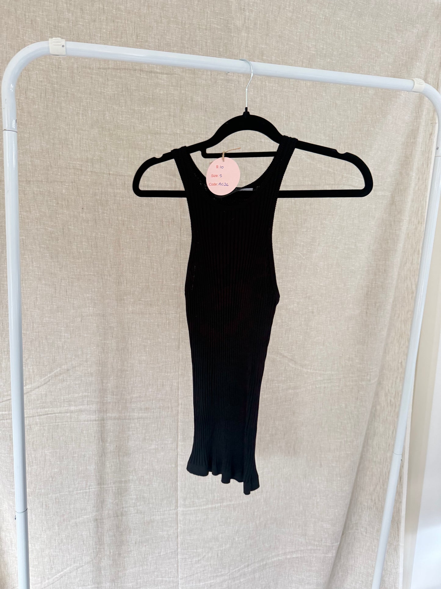 Decjuba Ribbed Black Singlet