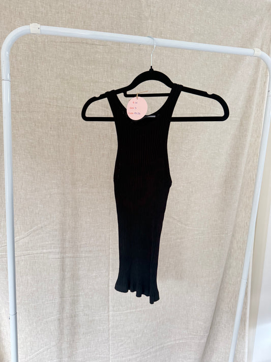 Decjuba Ribbed Black Singlet