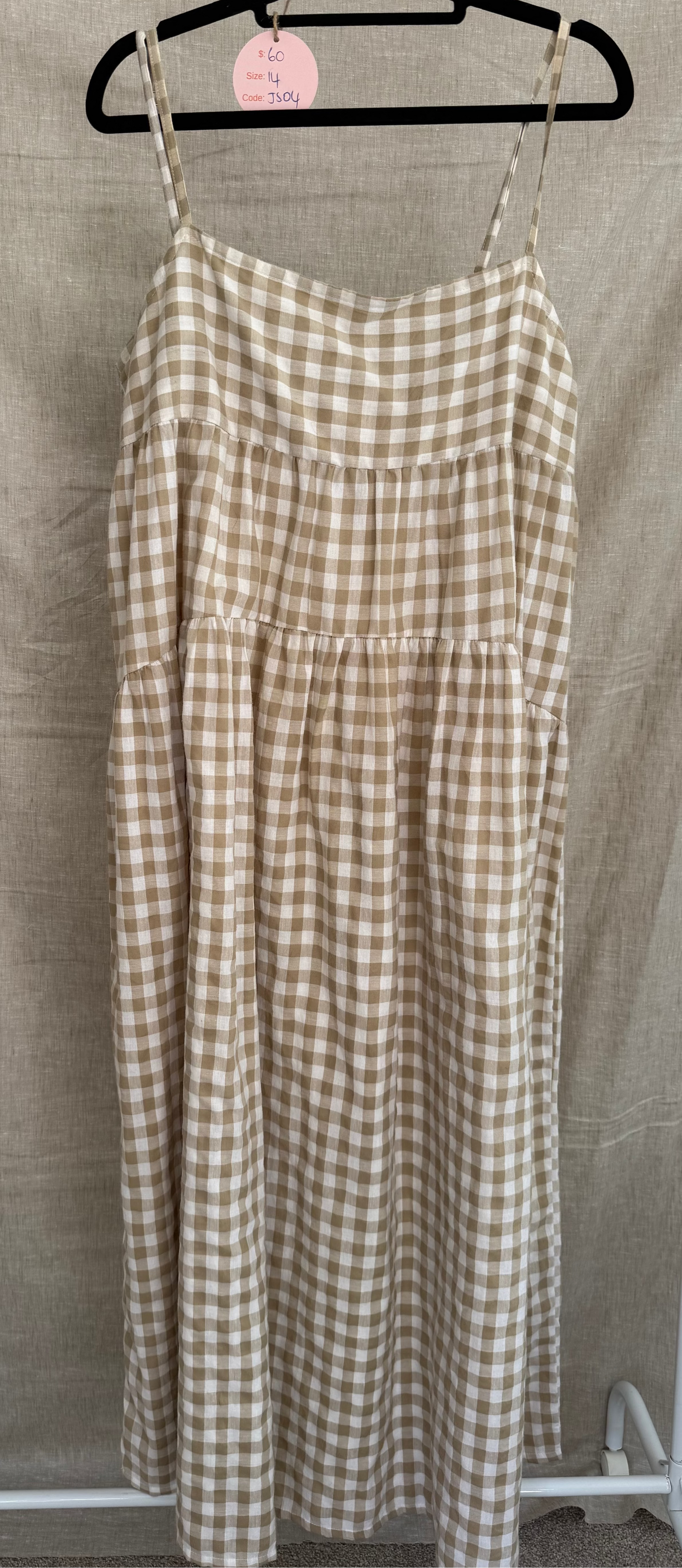 Beiged Gingham Dress