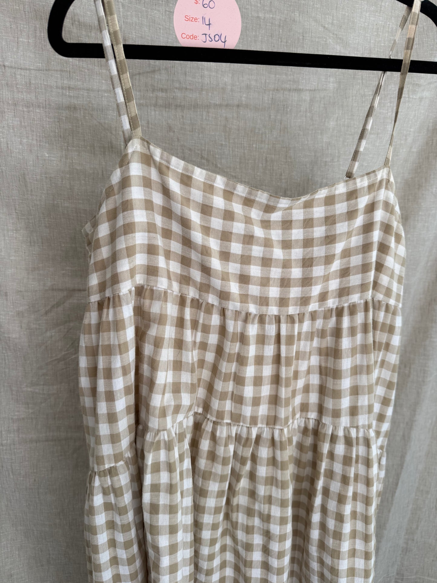 Beiged Gingham Dress